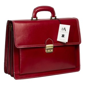 Servieta din piele naturala DiAmanti Vescovio Rosie